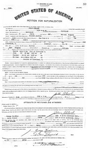 February 1919 Petition for Naturalization